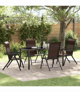 vidaXL Garden Dining Set Height-Adjustable 5 pcs Brown Poly rattan