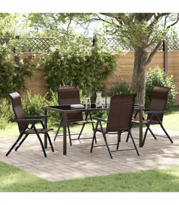 vidaXL Garden Dining Set Height-Adjustable 5 pcs Brown Poly rattan