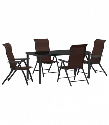 vidaXL Garden Dining Set Height-Adjustable 5 pcs Brown Poly rattan