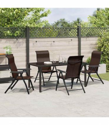 vidaXL Garden Dining Set Height-Adjustable 5 pcs Brown Poly rattan