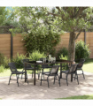 vidaXL Garden Dining Set 7 pcs Black Poly rattan