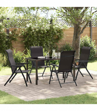 vidaXL Garden Dining Set 5 pcs Black coffee Poly rattan
