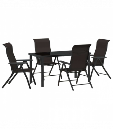 vidaXL Garden Dining Set 5 pcs Black coffee Poly rattan
