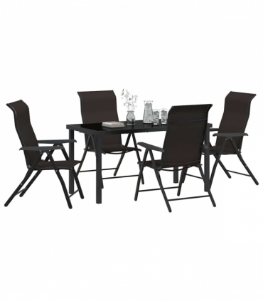 vidaXL Garden Dining Set 5 pcs Black coffee Poly rattan