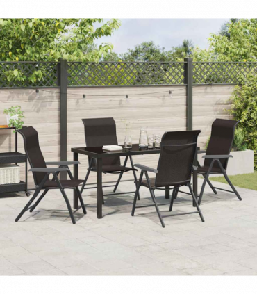 vidaXL Garden Dining Set 5 pcs Black coffee Poly rattan