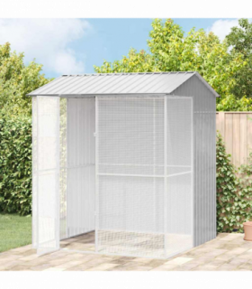 vidaXL Bird Cage with Storage Grey 215 x 210 x 247 cm Galvanised steel