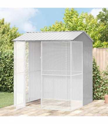 vidaXL Bird Cage with Storage Grey 215 x 210 x 247 cm Galvanised steel