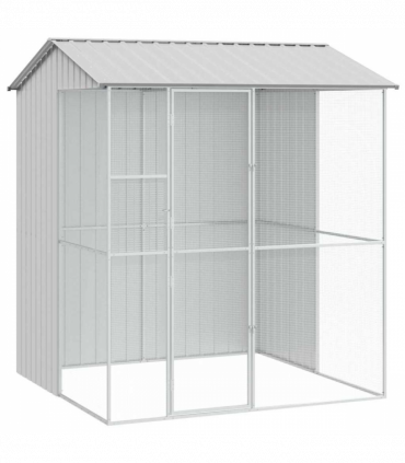 vidaXL Bird Cage with Storage Grey 215 x 210 x 247 cm Galvanised steel