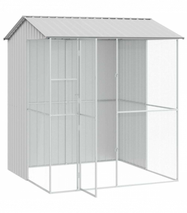 vidaXL Bird Cage with Storage Grey 215 x 210 x 247 cm Galvanised steel