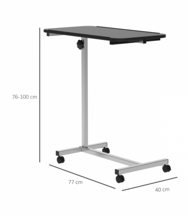 C-Shaped Mobile Table Sofa Over Bed Side Nightstand w/ Casters, Brake