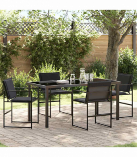 vidaXL Garden Dining Set Folding Manual 5 pcs Black 160 x 80 x 73 cm