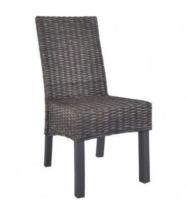 Dining Chairs 2 pcs Brown Kubu Rattan and Mango Wood