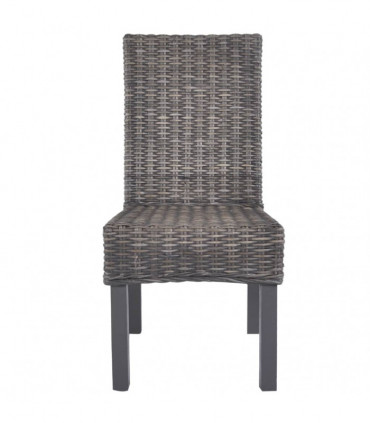 Dining Chairs 2 pcs Brown Kubu Rattan and Mango Wood
