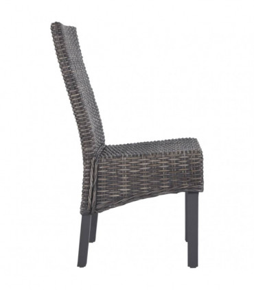 Dining Chairs 2 pcs Brown Kubu Rattan and Mango Wood