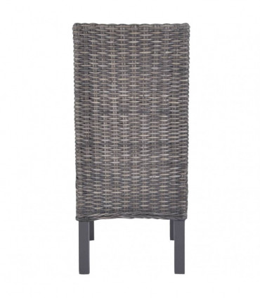 Dining Chairs 2 pcs Brown Kubu Rattan and Mango Wood