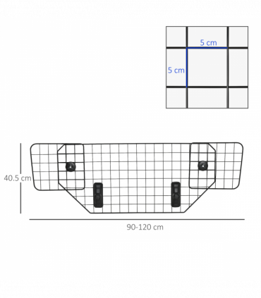 Dog Guard for Car Boot Adjustable Mesh Barrier Pet Headrest, 90-120W x 40.5H cm