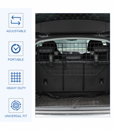 Dog Guard for Car Boot Adjustable Mesh Barrier Pet Headrest, 90-120W x 40.5H cm