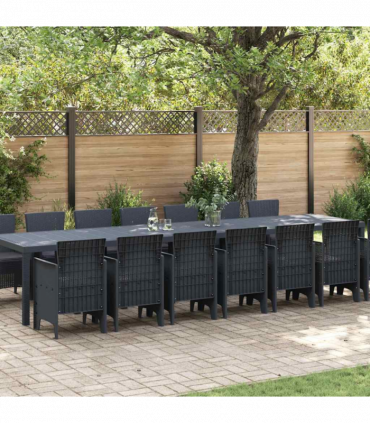 vidaXL Garden Dining Set 15 pcs Anthracite Polt rattan