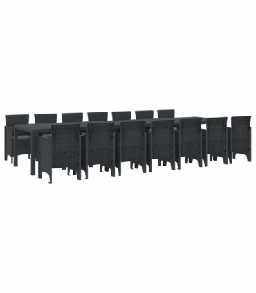 vidaXL Garden Dining Set 15 pcs Anthracite Polt rattan