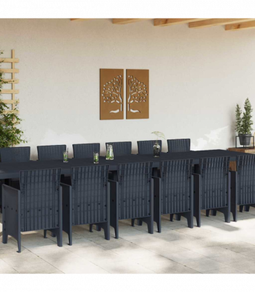 vidaXL Garden Dining Set 15 pcs Anthracite Polt rattan