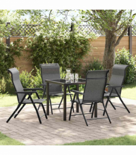 vidaXL Garden Dining Set Height-Adjustable 5 pcs Grey Poly rattan