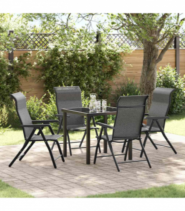 vidaXL Garden Dining Set Height-Adjustable 5 pcs Grey Poly rattan