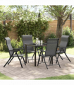 vidaXL Garden Dining Set Height-Adjustable 5 pcs Grey Poly rattan
