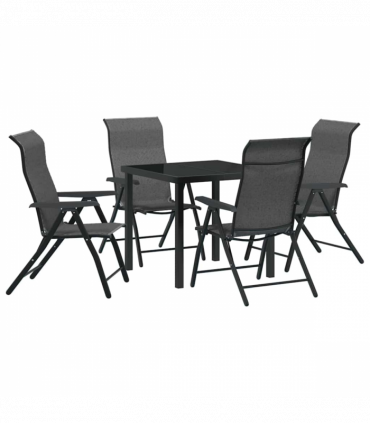 vidaXL Garden Dining Set Height-Adjustable 5 pcs Grey Poly rattan