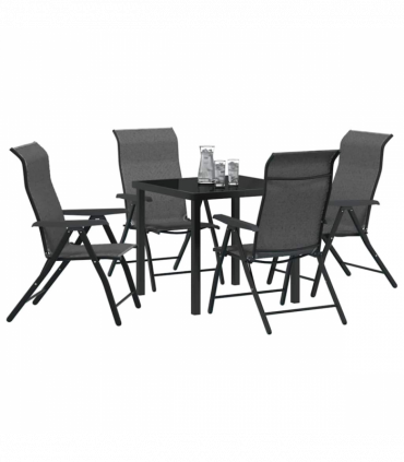 vidaXL Garden Dining Set Height-Adjustable 5 pcs Grey Poly rattan