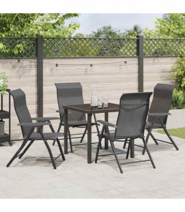 vidaXL Garden Dining Set Height-Adjustable 5 pcs Grey Poly rattan