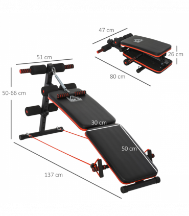 Steel Black Foldable Sit Up Bench Core Workout for Home Gym 137Lx51W x 50-66H cm