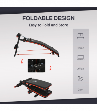 Steel Black Foldable Sit Up Bench Core Workout for Home Gym 137Lx51W x 50-66H cm