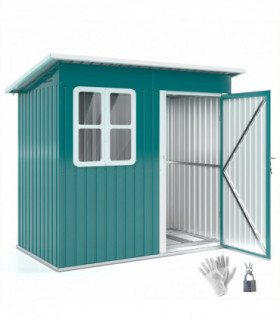 Galvanised Steel Garden Shed - Large Window & Ventilation - 2.55m² Storage