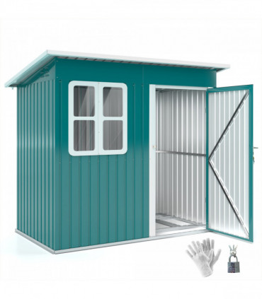 Galvanised Steel Garden Shed - Large Window & Ventilation - 2.55m² Storage