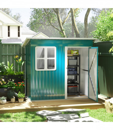 Galvanised Steel Garden Shed - Large Window & Ventilation - 2.55m² Storage