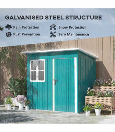 Galvanised Steel Garden Shed - Large Window & Ventilation - 2.55m² Storage