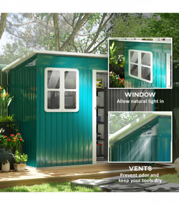Galvanised Steel Garden Shed - Large Window & Ventilation - 2.55m² Storage