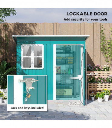 Galvanised Steel Garden Shed - Large Window & Ventilation - 2.55m² Storage