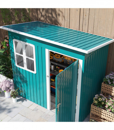 Galvanised Steel Garden Shed - Large Window & Ventilation - 2.55m² Storage