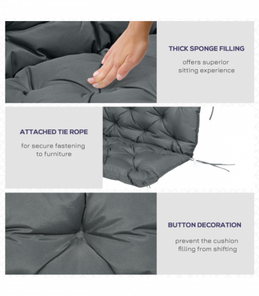 Garden Bench Cushion 2 Seater Swing Chair Cushion Outdoor Seat Pad