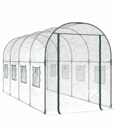 Greenhouse Transparent 161x398x188 cm PVC&Powder-coated Steel