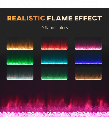 HOMCOM 102cm Electric Fireplace Recessed and Wall Mounted Electric Fire Black