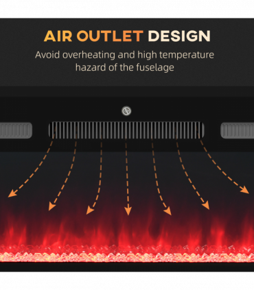 HOMCOM 102cm Electric Fireplace Recessed and Wall Mounted Electric Fire Black