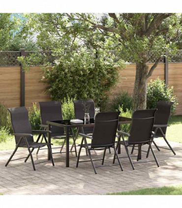 vidaXL Garden Dining Set 7 pcs Black coffee Poly rattan