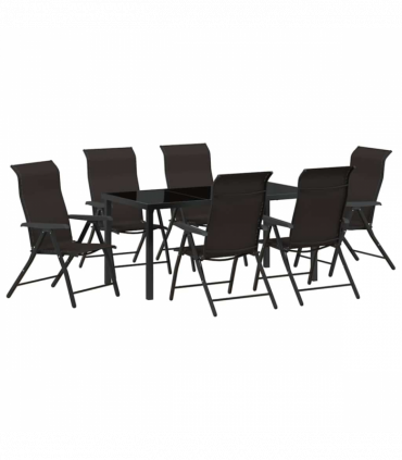 vidaXL Garden Dining Set 7 pcs Black coffee Poly rattan