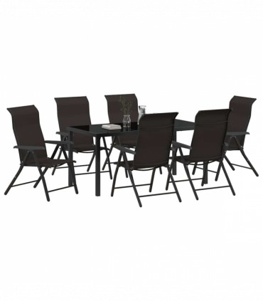 vidaXL Garden Dining Set 7 pcs Black coffee Poly rattan