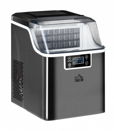 HOMCOM Counter Top Ice Maker Machine with Adjustable Cube Size Scoop Black