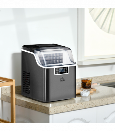HOMCOM Counter Top Ice Maker Machine with Adjustable Cube Size Scoop Black