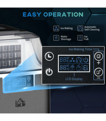 HOMCOM Counter Top Ice Maker Machine with Adjustable Cube Size Scoop Black