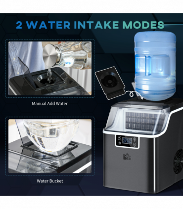 HOMCOM Counter Top Ice Maker Machine with Adjustable Cube Size Scoop Black